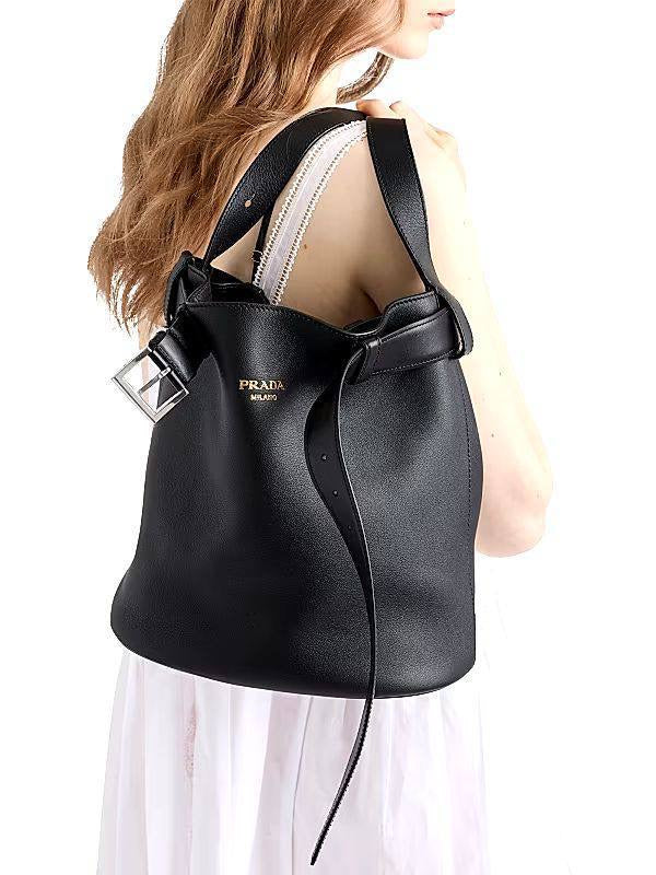 PRADA BUCKLE LEATHER BAG WITH BELT