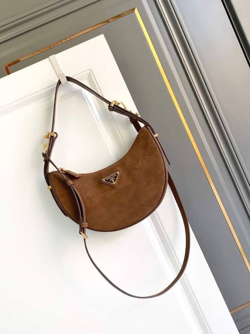 Prada Arqué Suede Shoulder Bag