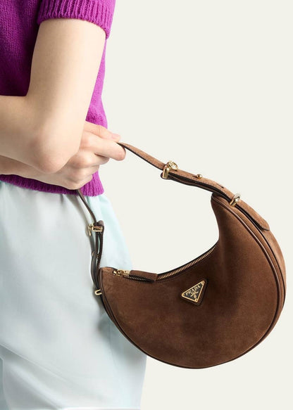 Prada Arqué Suede Shoulder Bag