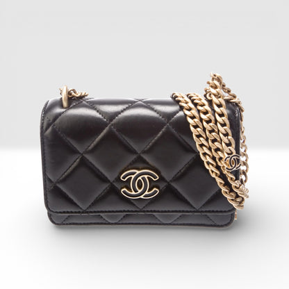 Chanel Lambskin Quilted Mini CC Crystal Logo Chain Flap bag