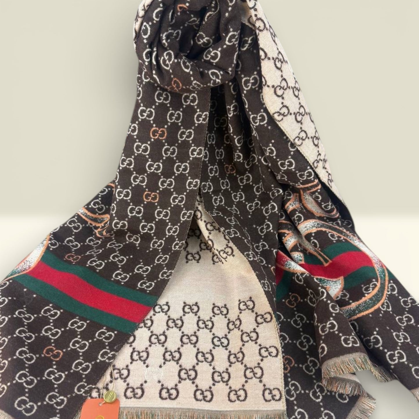 Gucci Web Stripe & GG Monogram Scarf