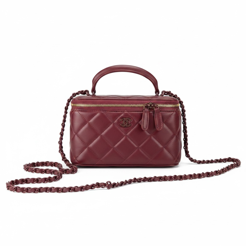 Chanel Quilted Top Handle Vanity Case ( Medium)