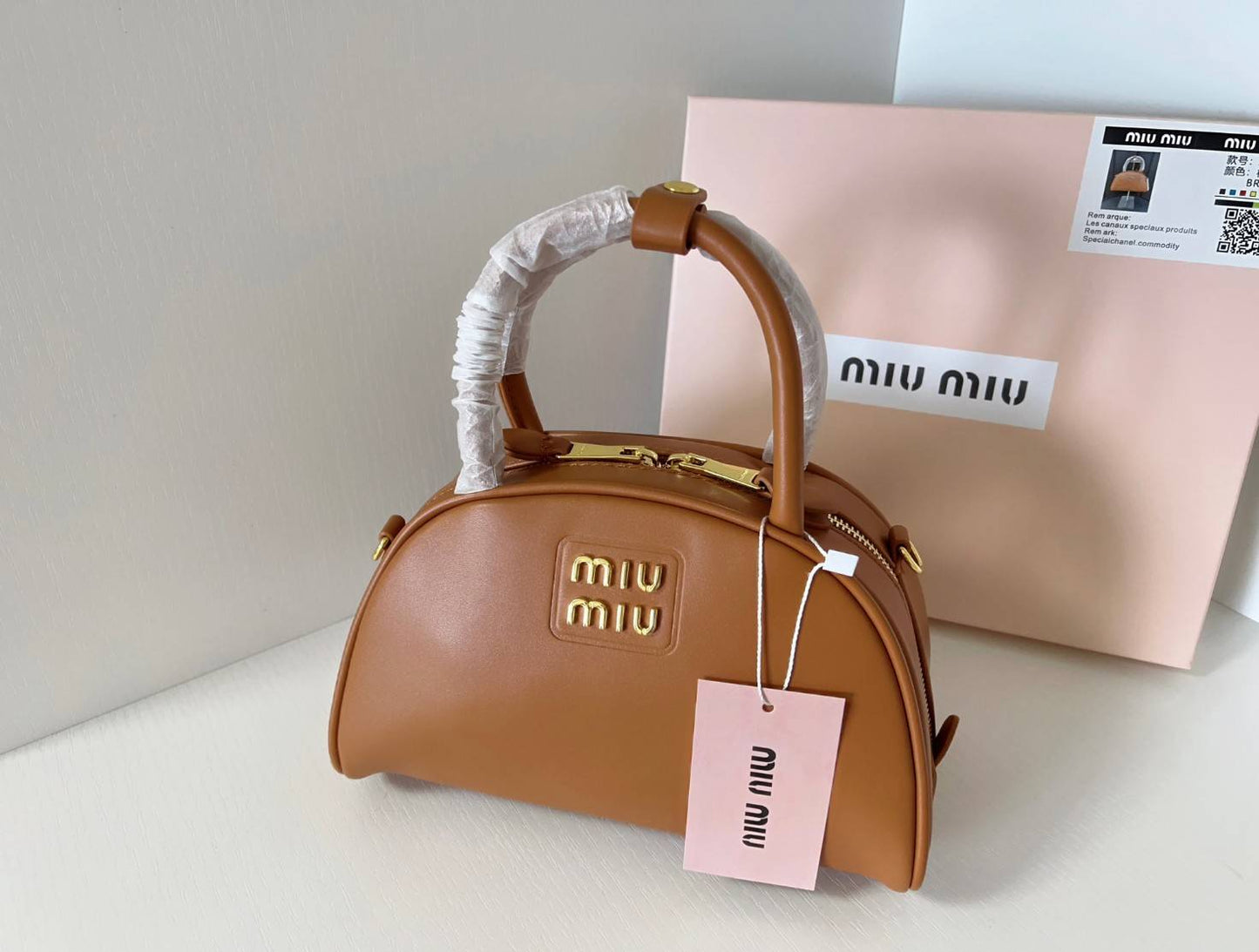 Miu Miu Beau Small Leather Bowling Bag