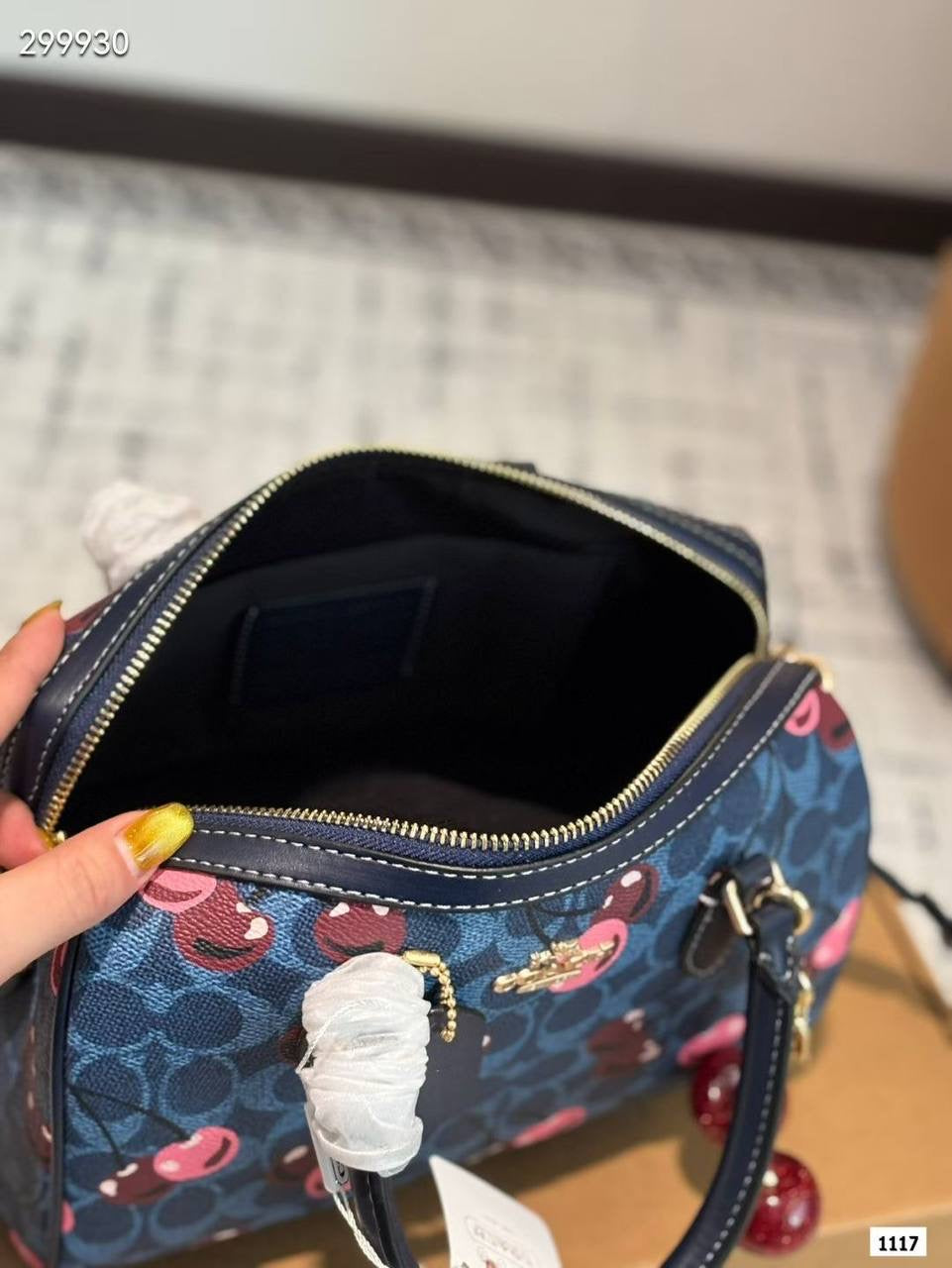 Coach Rowan Satchel Bag with Cherry Print.