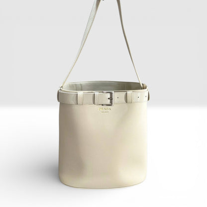 PRADA BUCKLE LEATHER BAG WITH BELT