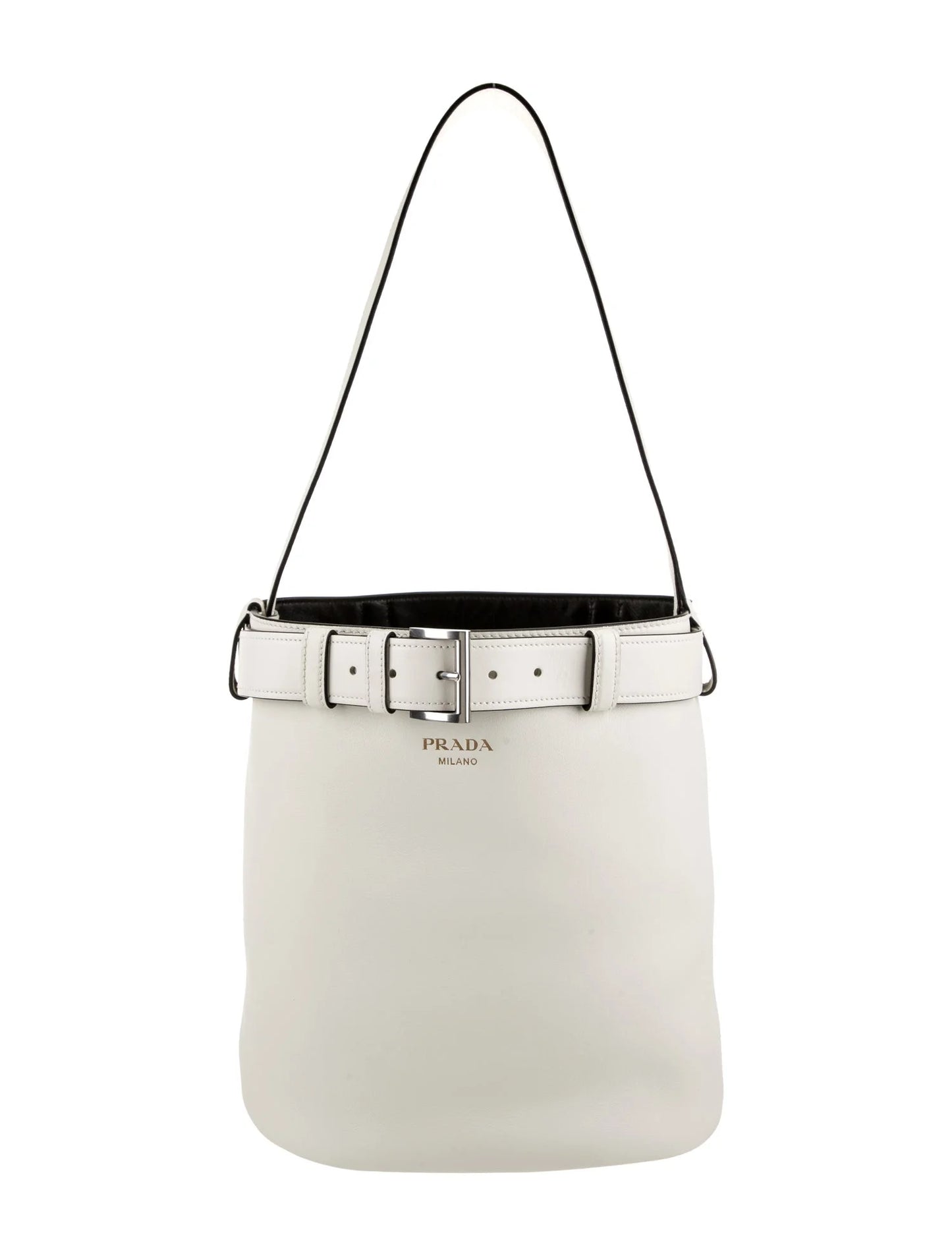 PRADA BUCKLE LEATHER BAG WITH BELT