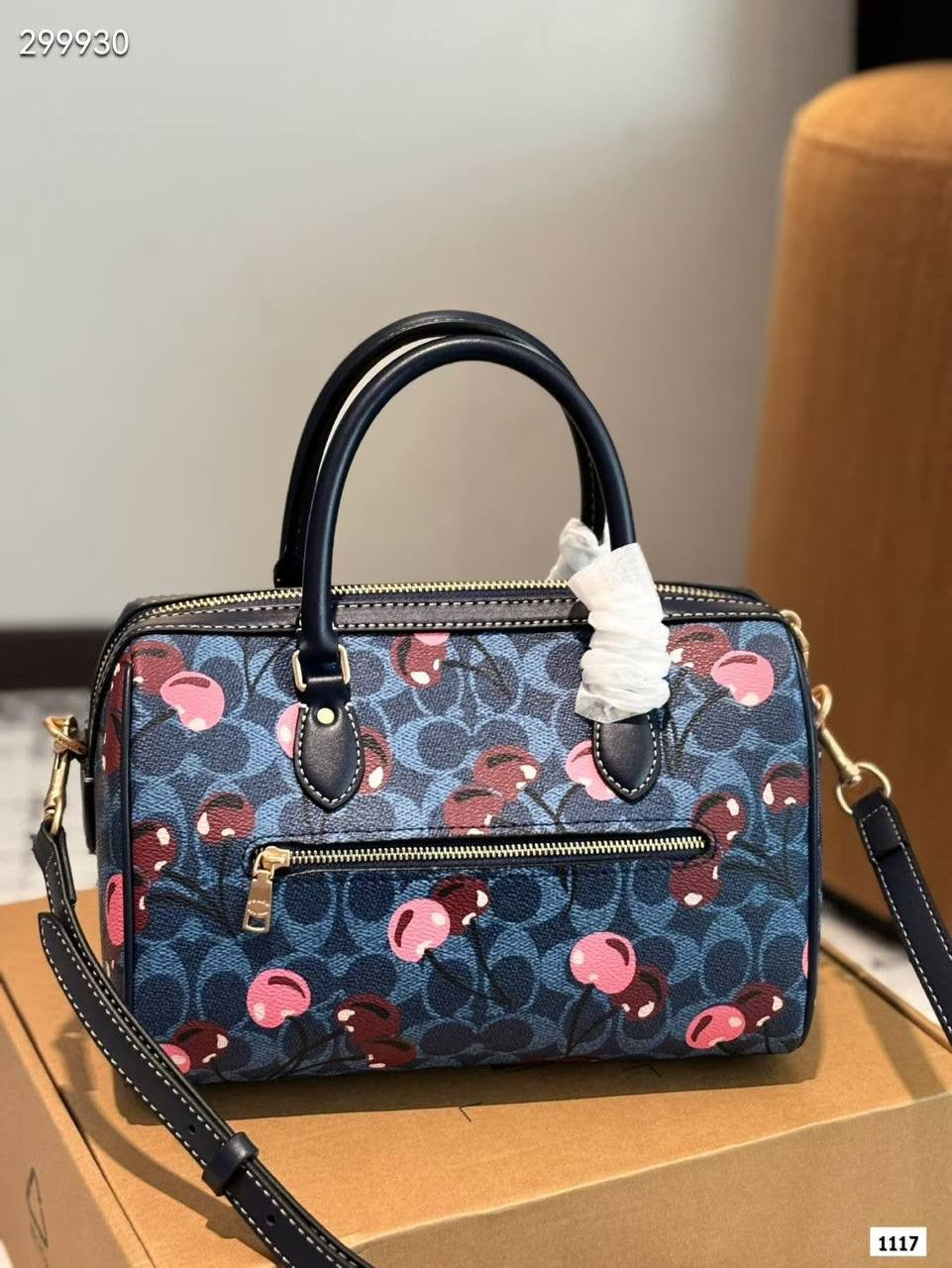Coach Rowan Satchel Bag with Cherry Print.
