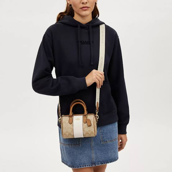 COACH Mini Rowan Crossbody in Signature Canvas with Stripe