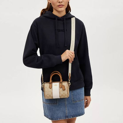 COACH Mini Rowan Crossbody in Signature Canvas with Stripe