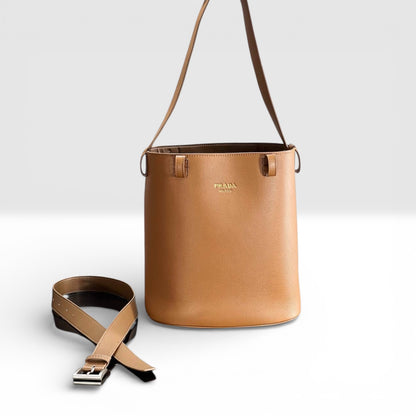 PRADA BUCKLE LEATHER BAG WITH BELT