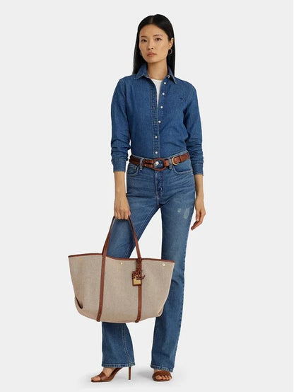 Ralph Lauren Canvas & Leather Large Emerie Tote