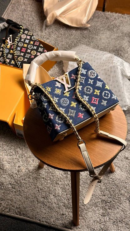 Louis Vuitton Capucines Mini Denim Embroidered Bag