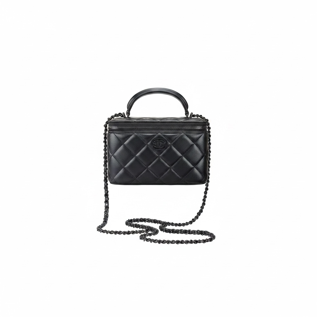 Chanel Quilted Top Handle Vanity Case ( Medium)