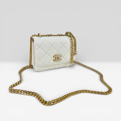 Chanel Lambskin Quilted Mini CC Crystal Logo Chain Flap bag