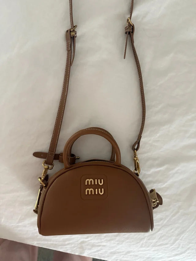 Miu Miu Beau Small Leather Bowling Bag