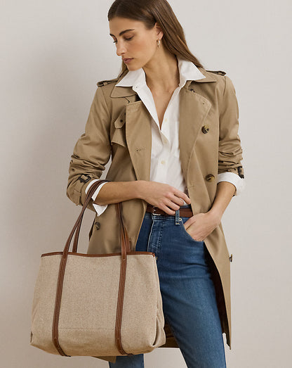 Ralph Lauren Canvas & Leather Large Emerie Tote