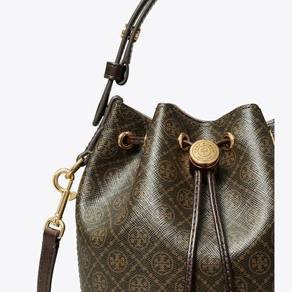 Tory Burch T Monogram Coated Canvas Mini Bucket Bag
