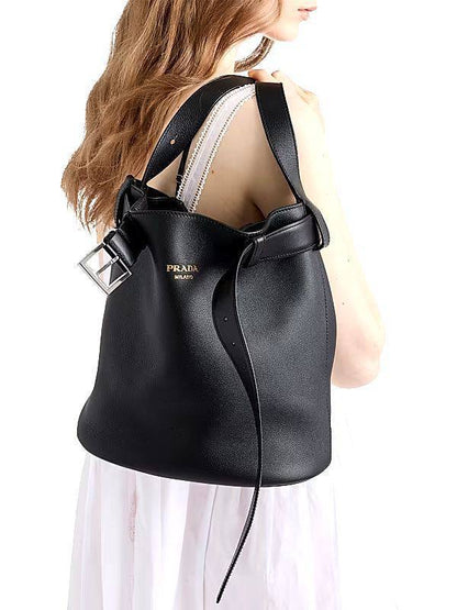 PRADA BUCKLE LEATHER BAG WITH BELT