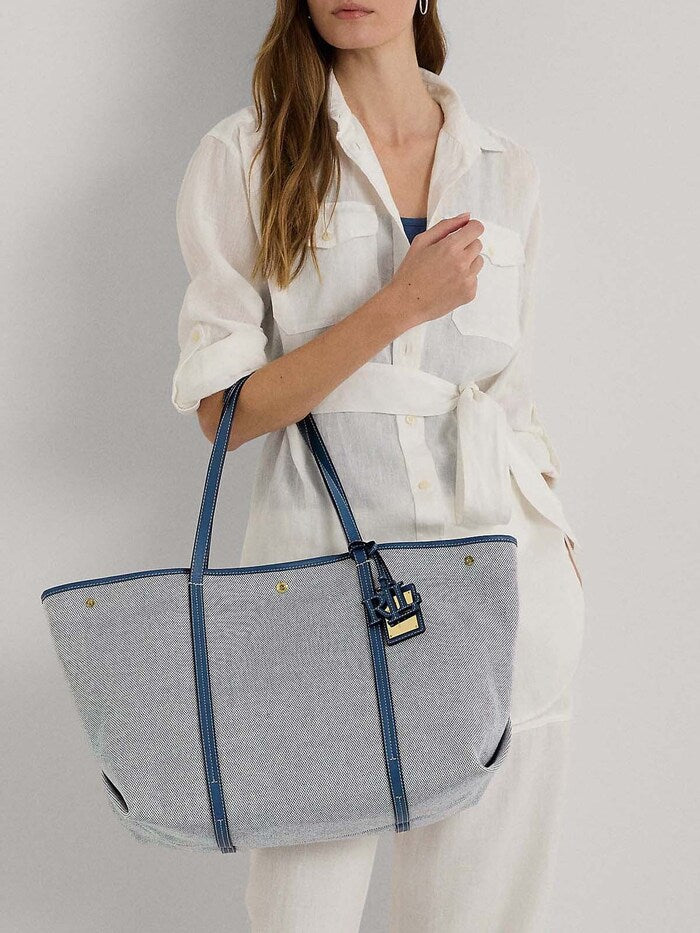 Ralph Lauren Canvas & Leather Large Emerie Tote