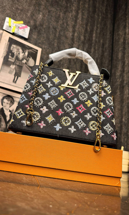Louis Vuitton Capucines Mini Denim Embroidered Bag