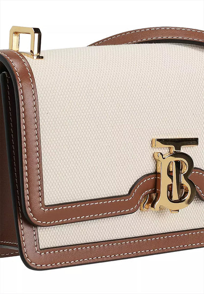 BURBERRY SMALL CANVAS & LEATHER TB BAG