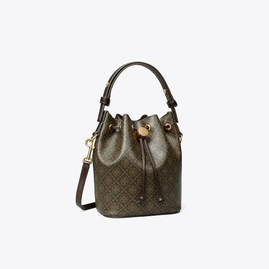 Tory Burch T Monogram Coated Canvas Mini Bucket Bag