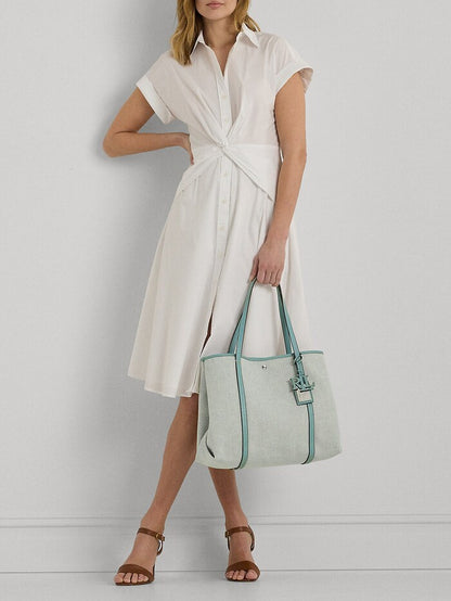 Ralph Lauren Canvas & Leather Large Emerie Tote