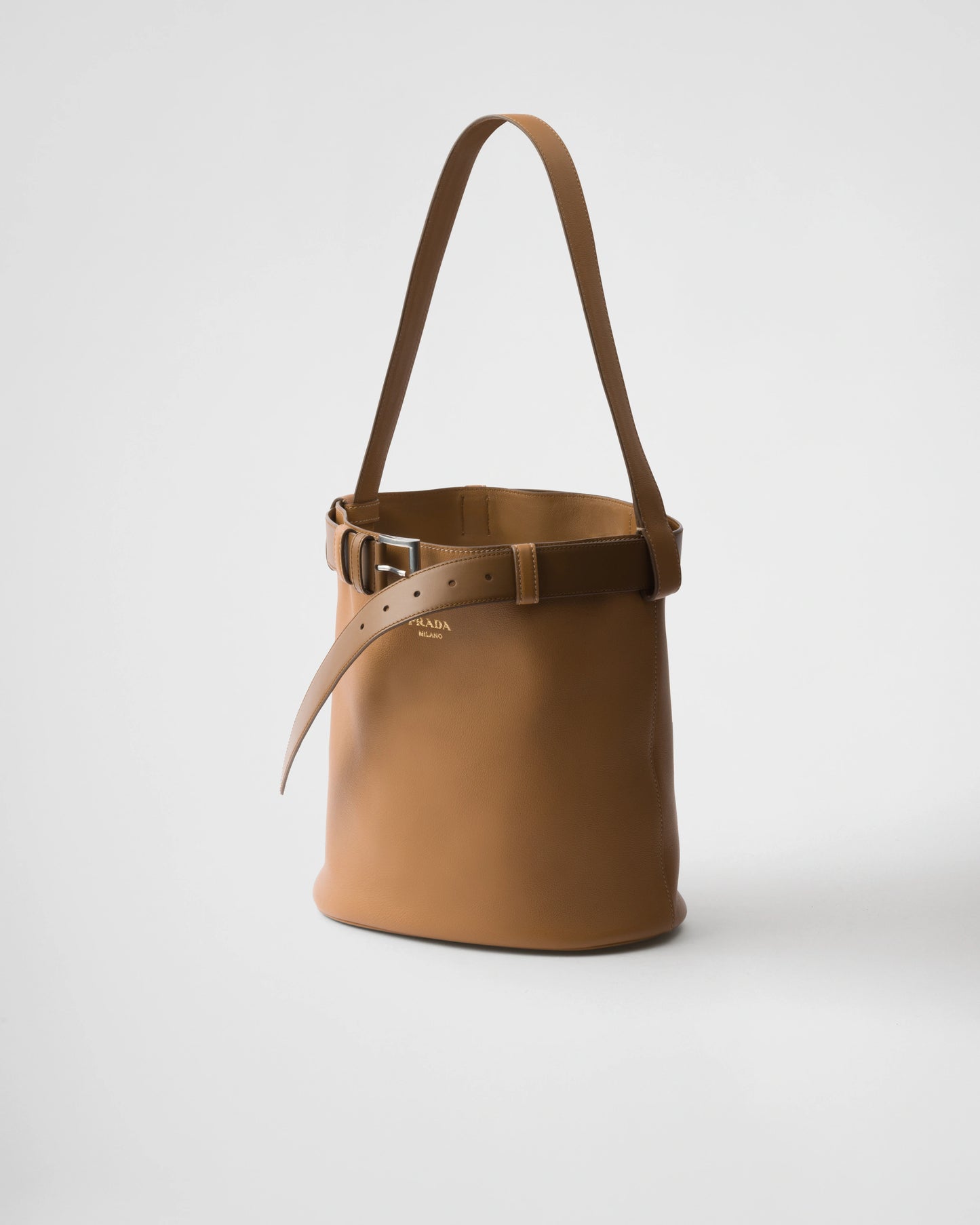 PRADA BUCKLE LEATHER BAG WITH BELT