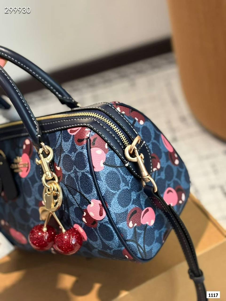 Coach Rowan Satchel Bag with Cherry Print.