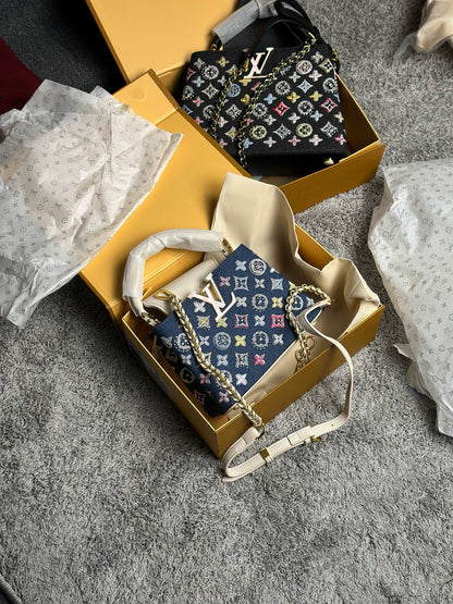 Louis Vuitton Capucines Mini Denim Embroidered Bag