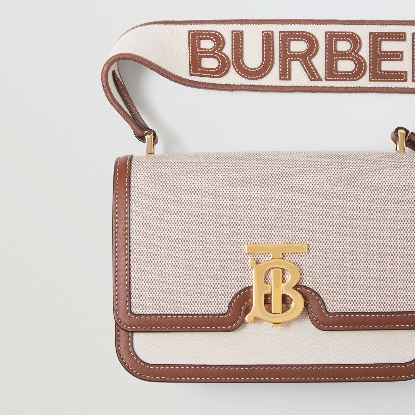 BURBERRY SMALL CANVAS & LEATHER TB BAG