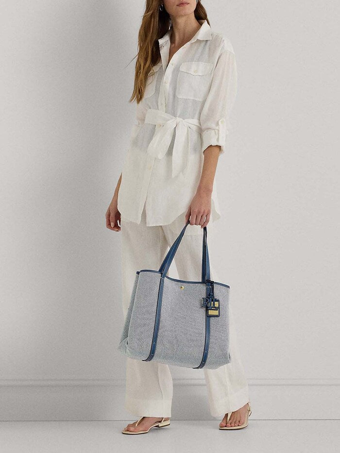 Ralph Lauren Canvas & Leather Large Emerie Tote