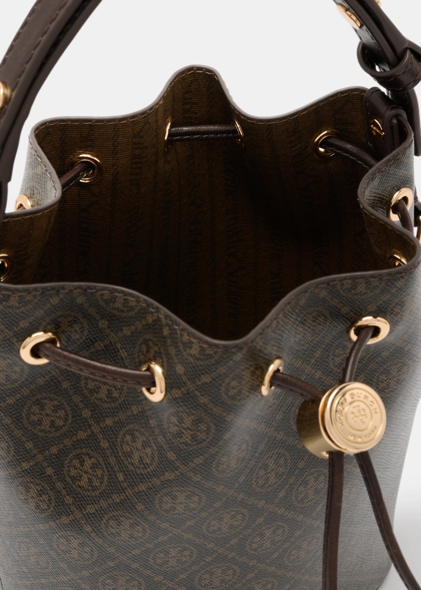 Tory Burch T Monogram Coated Canvas Mini Bucket Bag